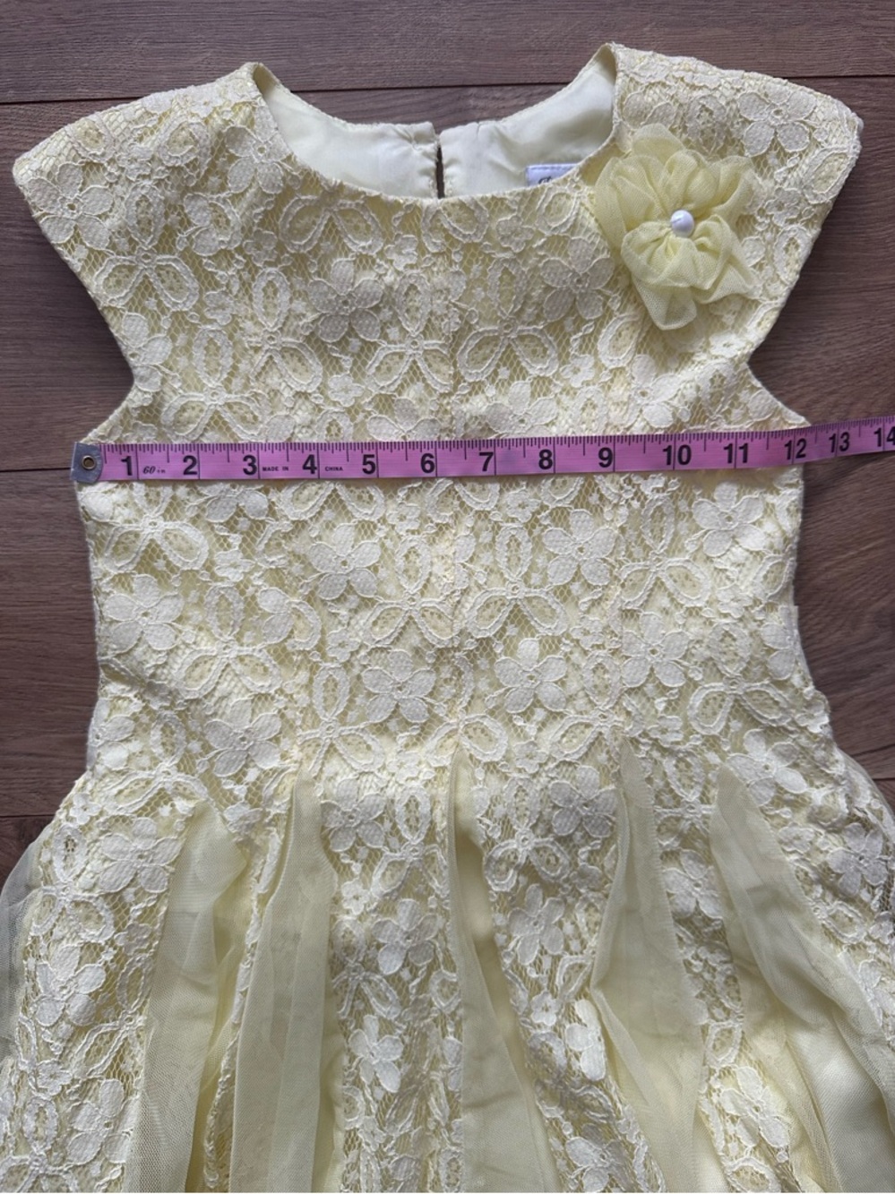 Jona Michelle Yellow Lace Tulle Dress Size 7 - Picture 3 of 6